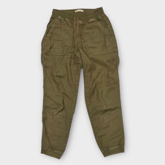 Marine Layer Luna High Waist Relaxed Fit Pull-On Drawstring Joggers Olive Green - Picture 1 of 7